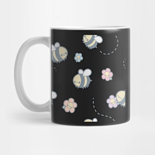 Pastel Purple Kawaii Bees and Flowers Artwork | Cute Spring Aesthetic Mug